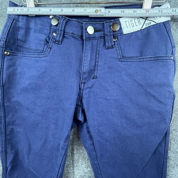 Tiger X Horse Denim Pants Mens 28 Blue Skinny Zip Ankle Flap Pocket Streetwear - Picture 7 of 10